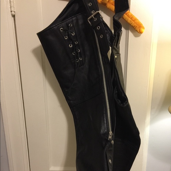 Leather Motorcycle Chaps - Picture 3 of 14